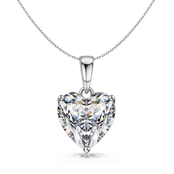 HighSpark 925 Silver Solitaire Heart Pendant with Chain For Women