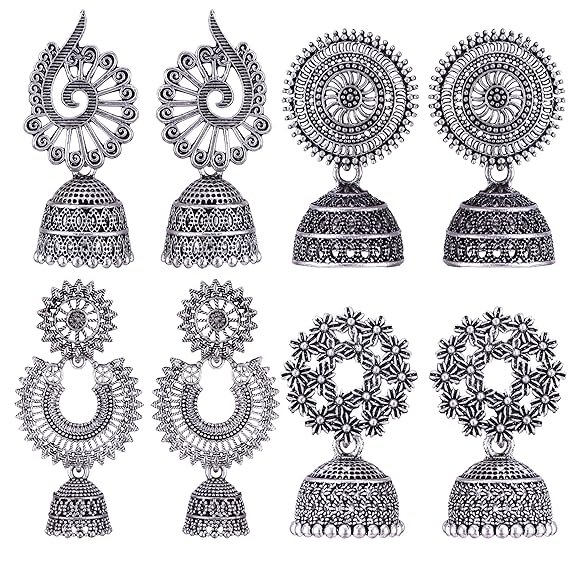 MEENAZ earrings for women fashion jhumka oxidised Silver Earrings