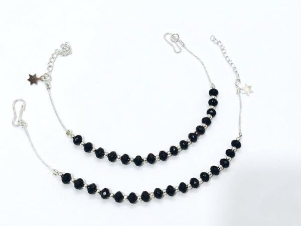 SHAH BEAUTY PLAIN BEADED SILVER ANKLET