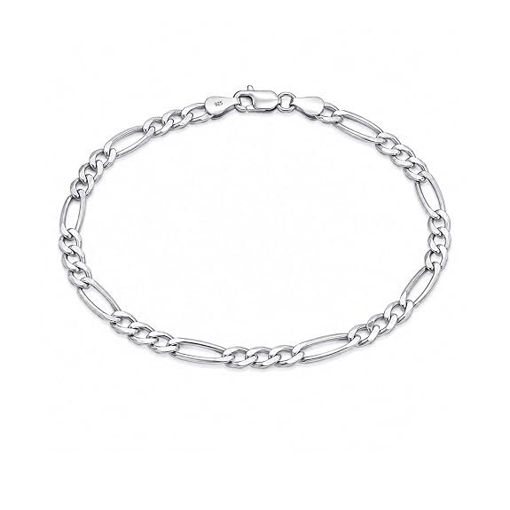 TRUESILVER ACPL Solid 925 Sterling Silver Figaro Link Chain Bracelet