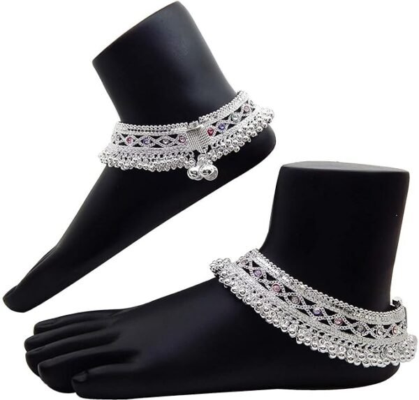 WomenSky Traditional Indian Silver Gola Payal For Women