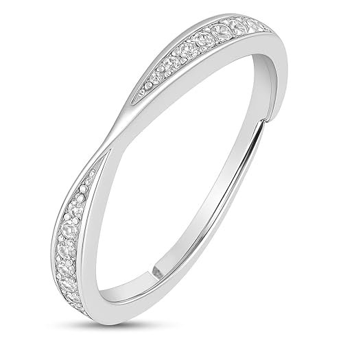 ZAVYA 925 Pure Silver Finger Ring Rhodium Plated Minimal Ring