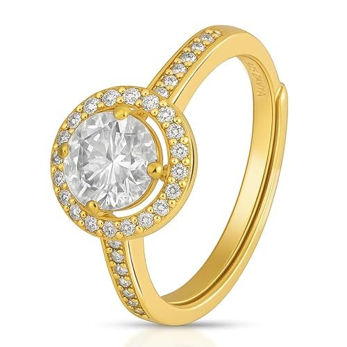 ZAVYA 925 Sterling Silver Gold Plated Ring