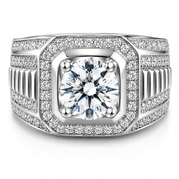 Zarkan 925 Hallmark Elegant Silver Adjustable Ring With Classic Diamond
